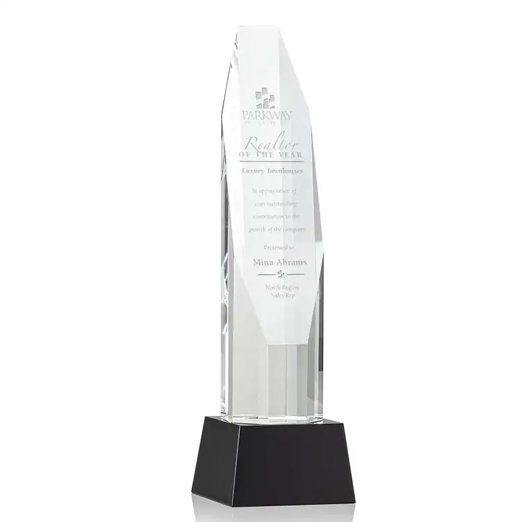 Barrhaven Optical Crystal Award on Crystal Base - Deep Etch #4
