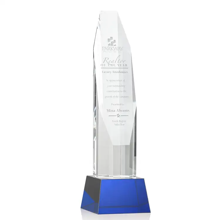 Barrhaven Optical Crystal Award on Crystal Base - Deep Etch #5