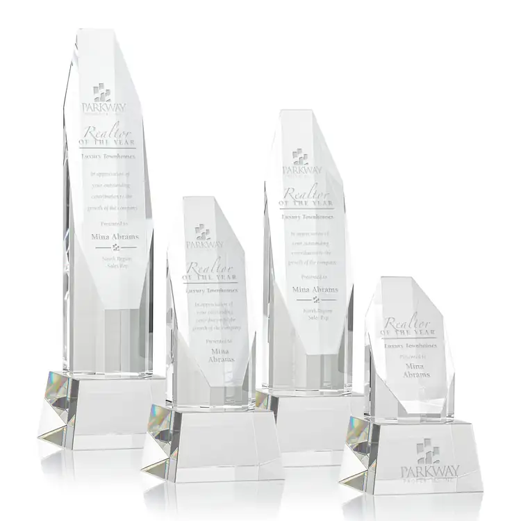 Barrhaven Optical Crystal Award on Crystal Base - Deep Etch