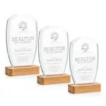 Trophée Bayshore en cristal Starfire sur socle en hêtre - Gravure