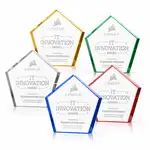 Trophée Belmar pentagonal en cristal Starfire - Gravure