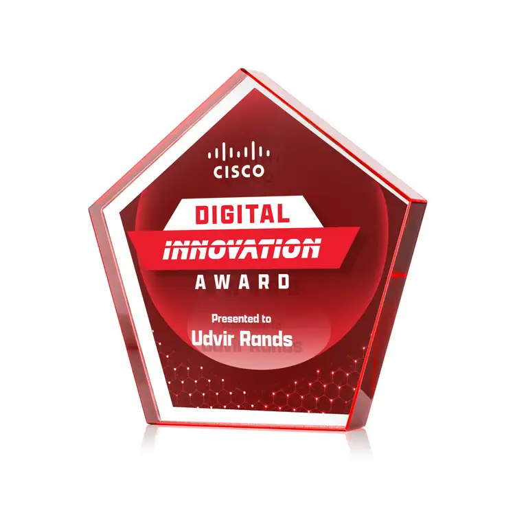 Trophée Belmar pentagonal en cristal Starfire recto verso - Multicolore #13