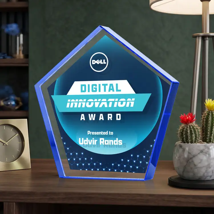 Trophée Belmar pentagonal en cristal Starfire recto verso - Multicolore #26