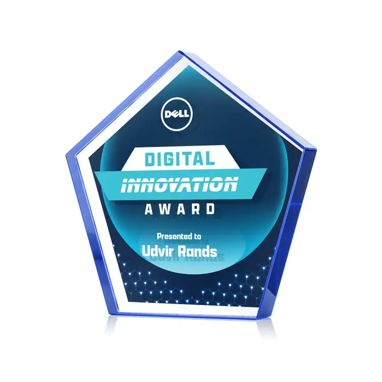 Trophée Belmar pentagonal en cristal Starfire recto verso - Multicolore #6
