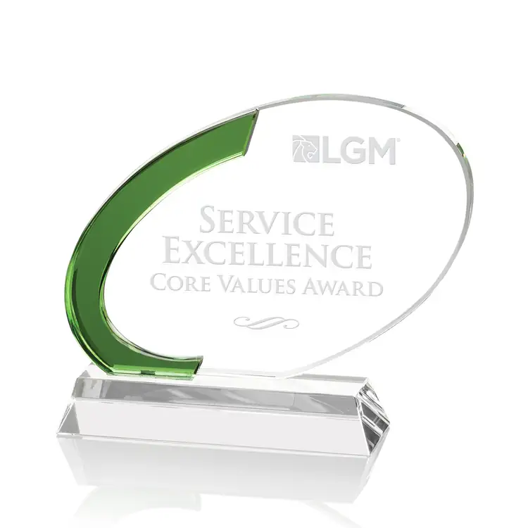 Berkshire Optical Crystal Award with Green Accent #2