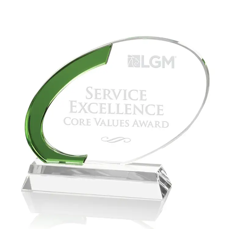 Berkshire Optical Crystal Award with Green Accent #4