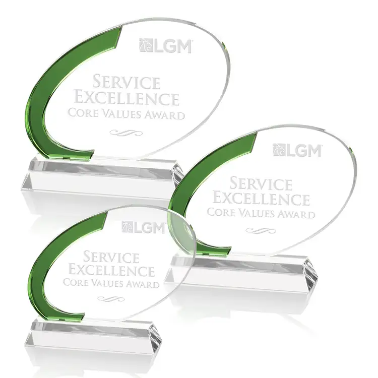 Berkshire Optical Crystal Award with Green Accent