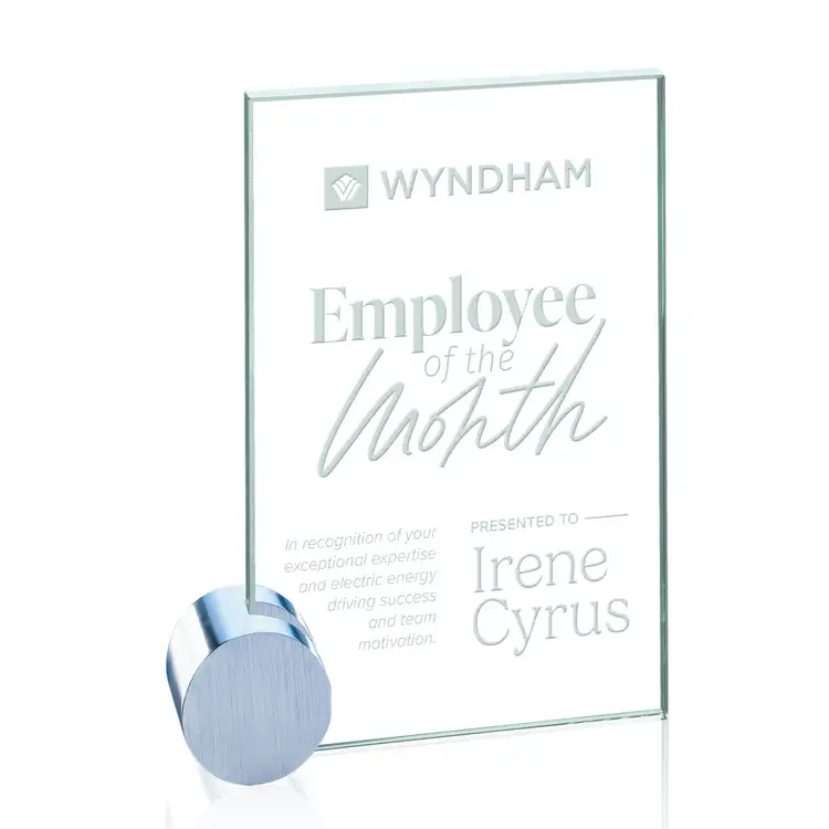 Bermuda Award - Jade/Silver Circle - Aluminum, Jade - Engraved