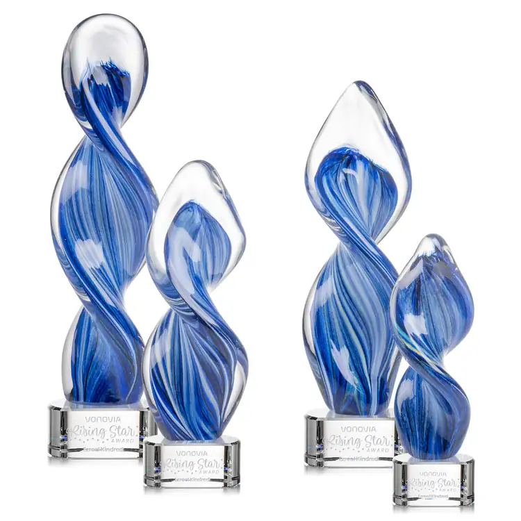 Bonavista Art Glass Award on Clear Paragon Base - Deep Etch