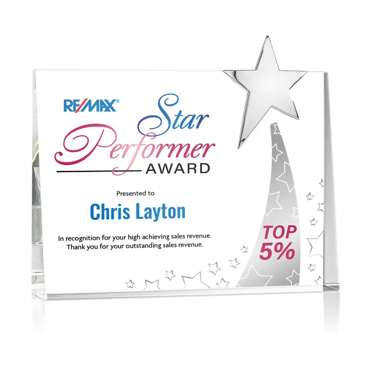 Bradenton Optical Crystal Chrome Star Award - Multicolor #3
