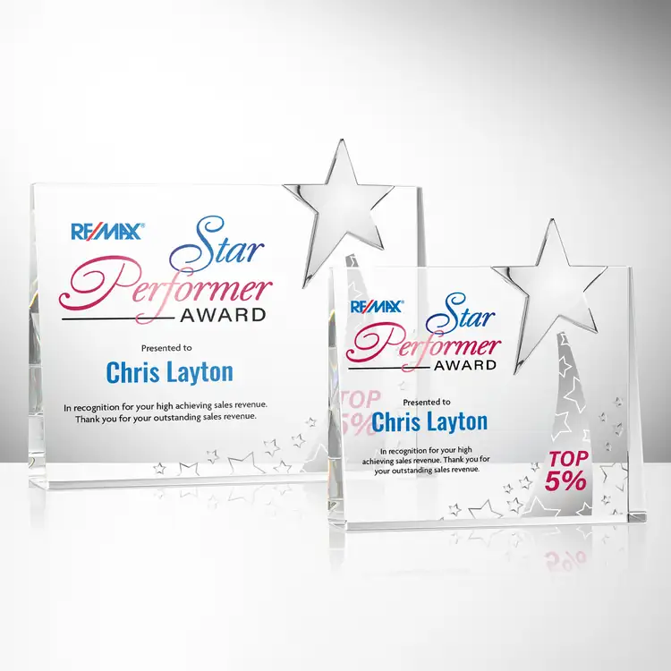 Bradenton Optical Crystal Chrome Star Award - Multicolor