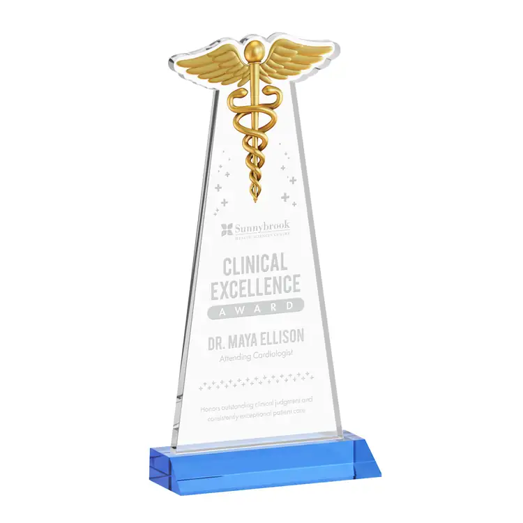 Caduceus Award - Starfire Crystal - Engraved #10