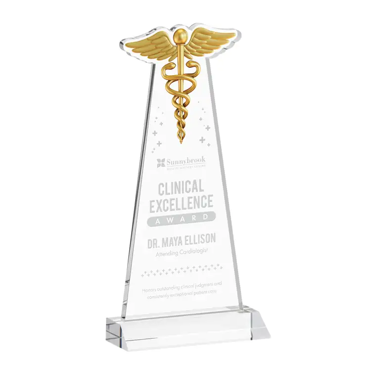 Caduceus Award - Starfire Crystal - Engraved #2