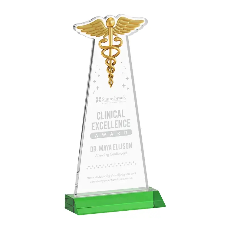 Caduceus Award - Starfire Crystal - Engraved #4