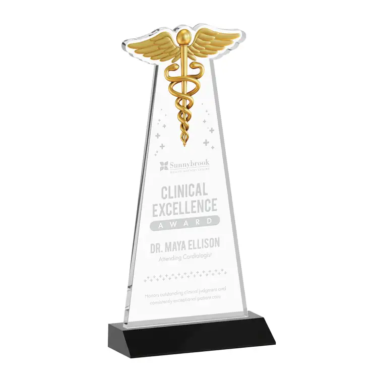 Caduceus Award - Starfire Crystal - Engraved #5