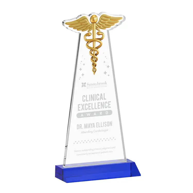 Caduceus Award - Starfire Crystal - Engraved #6