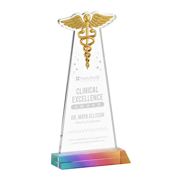 Caduceus Award - Starfire Crystal - Engraved #7