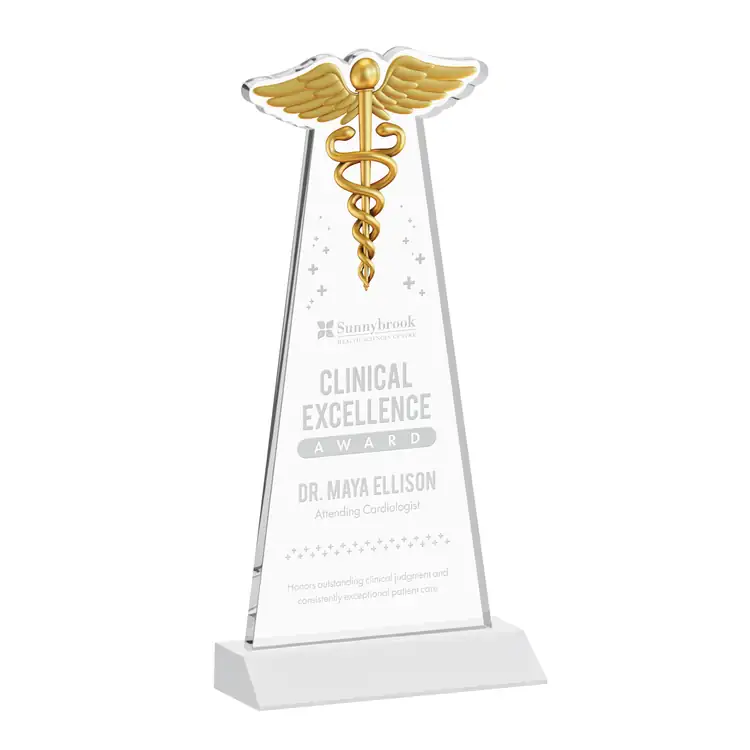 Caduceus Award - Starfire Crystal - Engraved #9