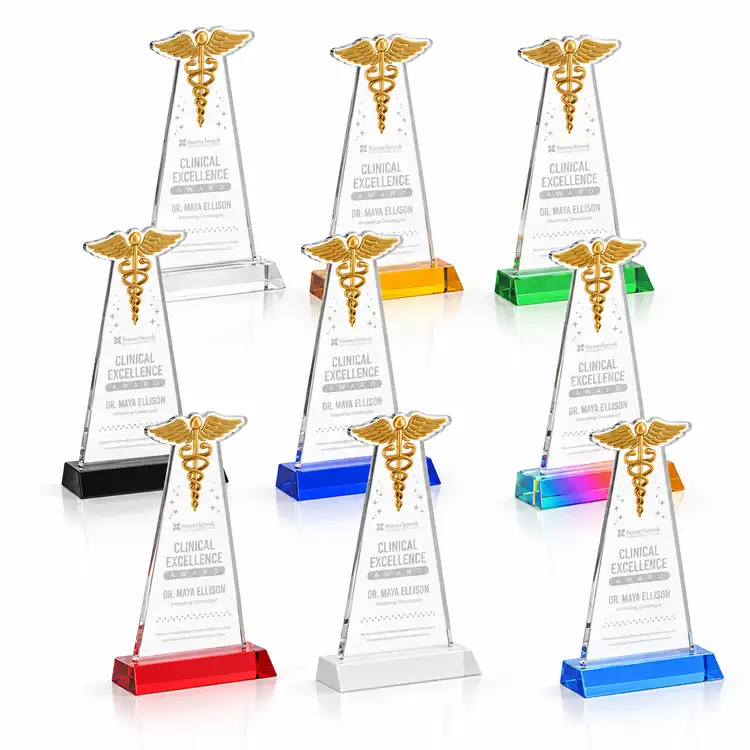 Caduceus Award - Starfire Crystal - Engraved
