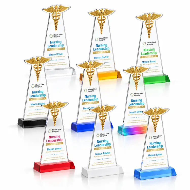 Caduceus Award - Starfire Crystal - Multicolor