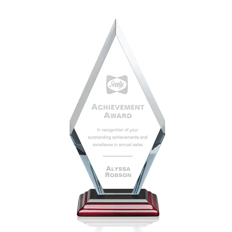Cancun Crystal Award on Rosewood Base - Deep Etch #2