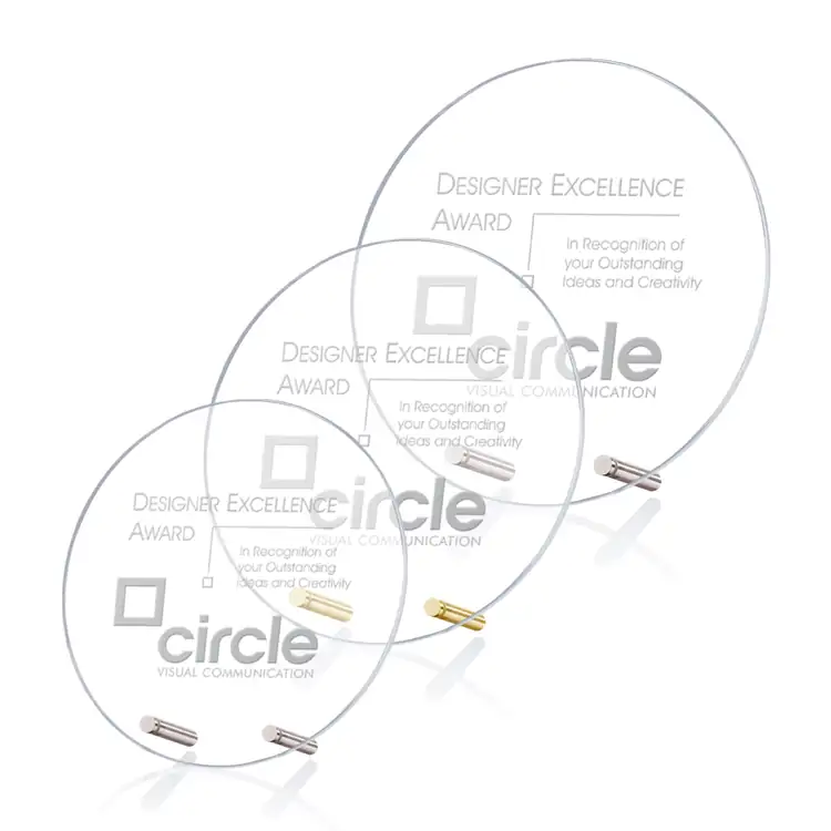 Cantebury Starfire Crystal Award - Circle - Deep Etch