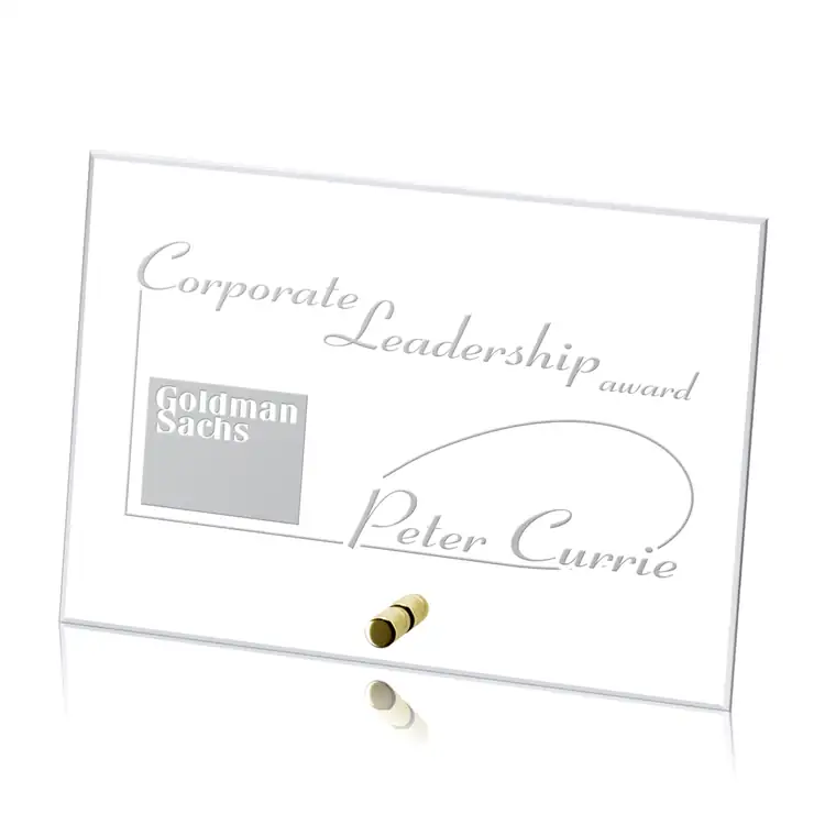 Cantebury Starfire Crystal Award - Horizontal Rectangle - Deep Etch #2