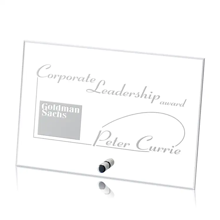 Cantebury Starfire Crystal Award - Horizontal Rectangle - Deep Etch #3