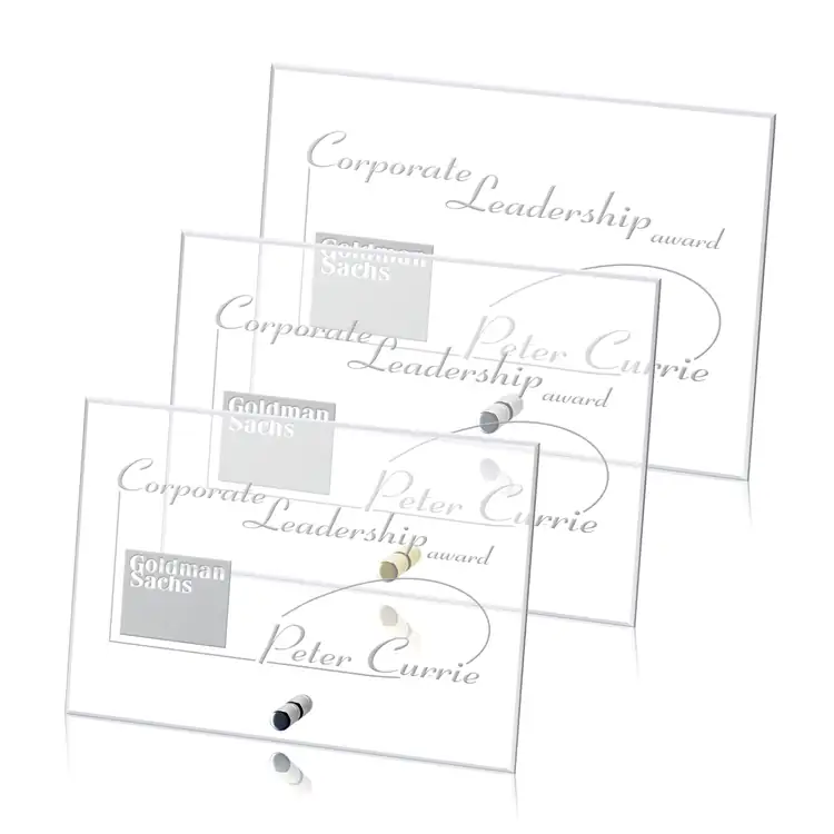 Cantebury Starfire Crystal Award - Horizontal Rectangle - Deep Etch