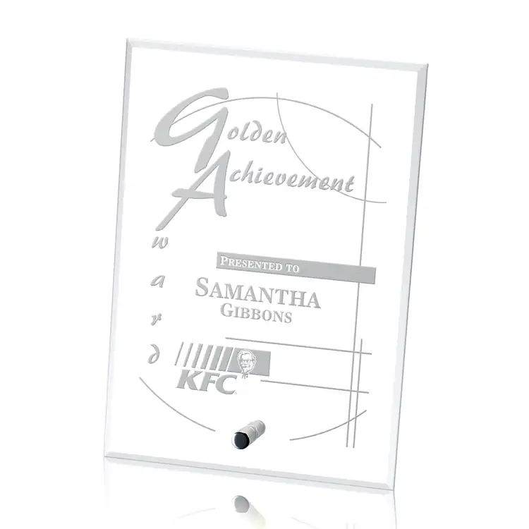 Cantebury Starfire Crystal Award - Vertical Rectangle - Deep Etch #3