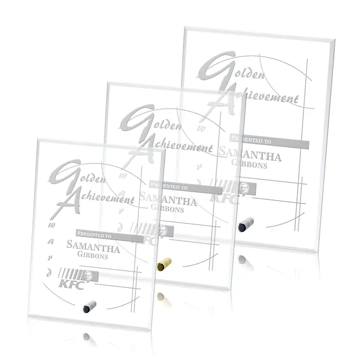 Cantebury Starfire Crystal Award - Vertical Rectangle - Deep Etch