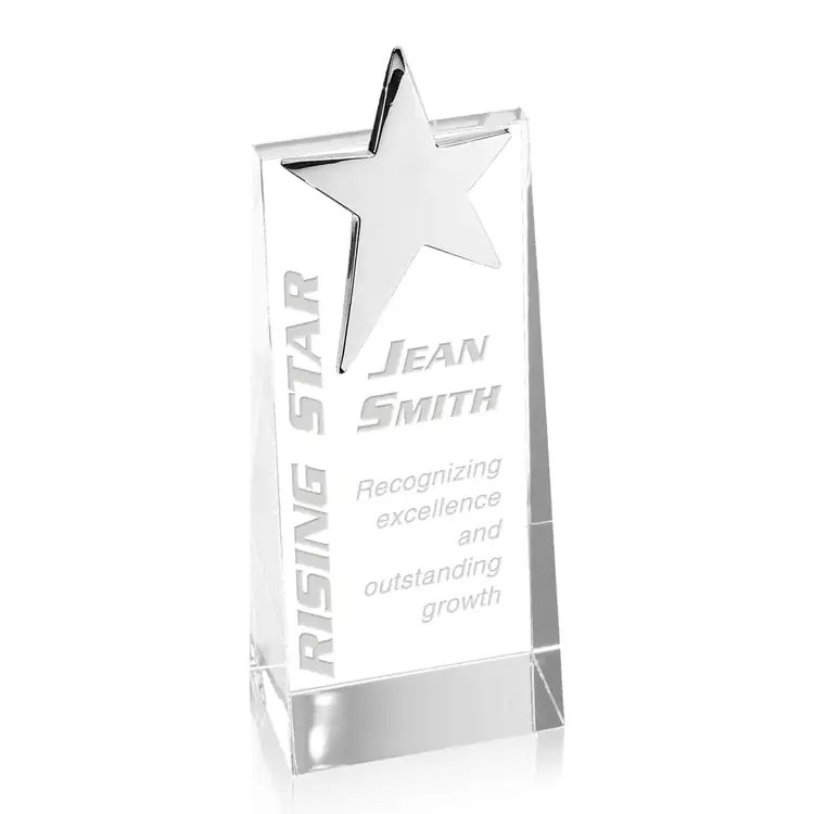 Carina Crystal Award with Chrome Star - Deep Etch #2