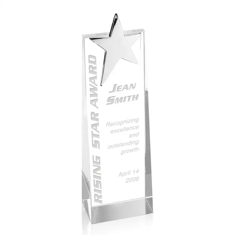 Carina Crystal Award with Chrome Star - Deep Etch #3