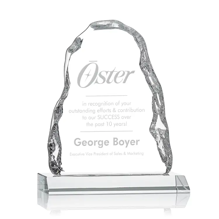Carling Optical Crystal Award - Iceberg on Beveled Crystal Base - Deep Etch #2