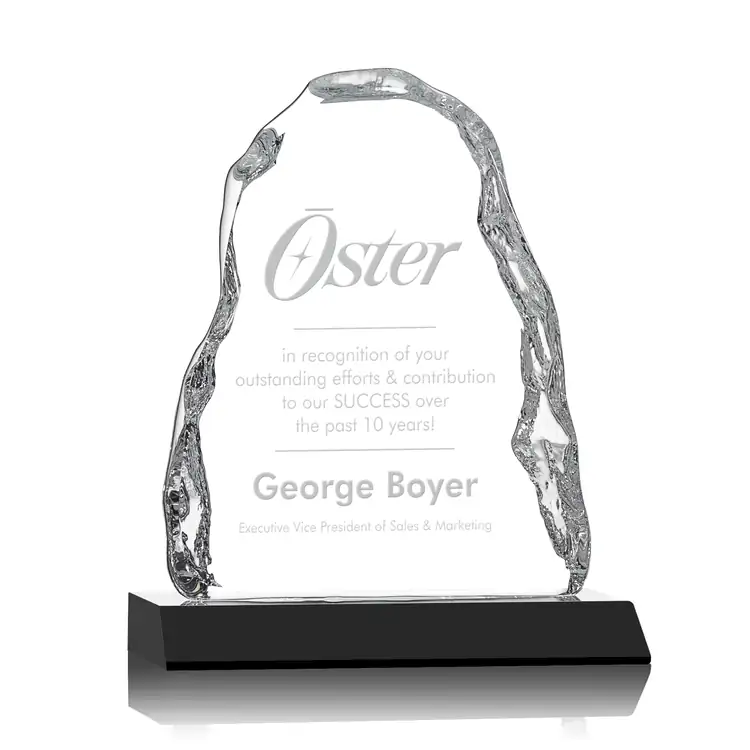 Carling Optical Crystal Award - Iceberg on Beveled Crystal Base - Deep Etch #3