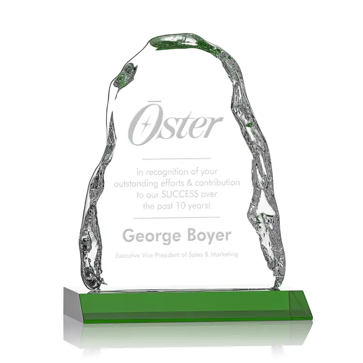Carling Optical Crystal Award - Iceberg on Beveled Crystal Base - Deep Etch #5