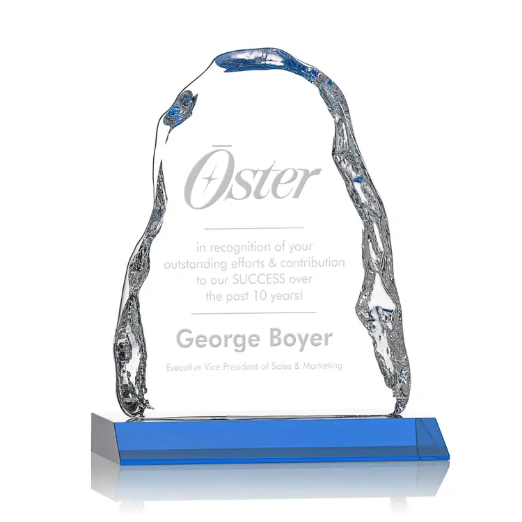 Carling Optical Crystal Award - Iceberg on Beveled Crystal Base - Deep Etch #6