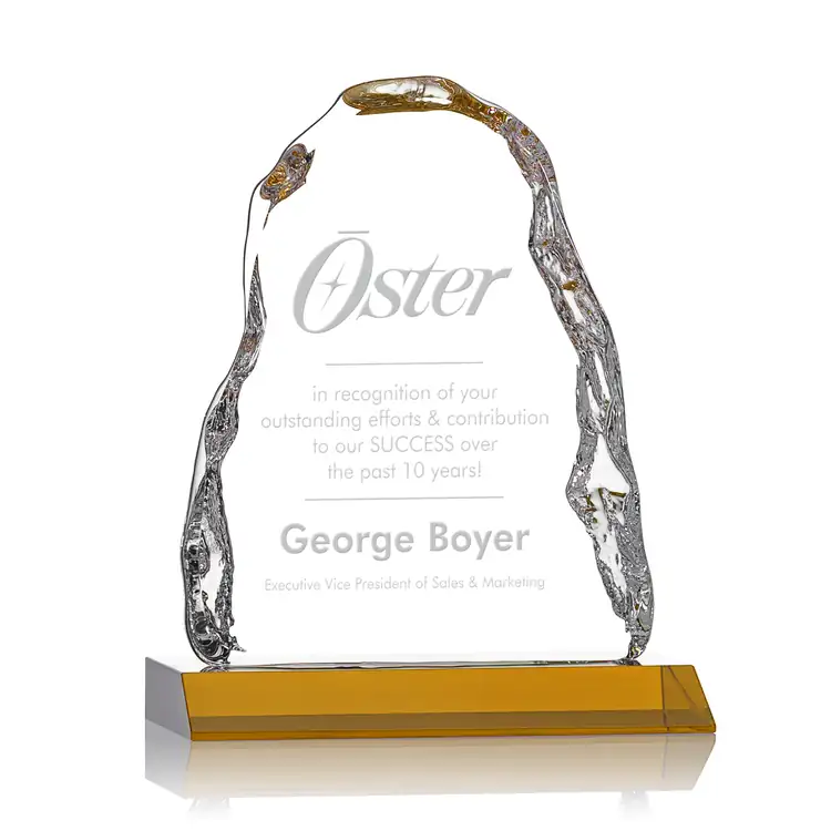 Carling Optical Crystal Award - Iceberg on Beveled Crystal Base - Deep Etch #8