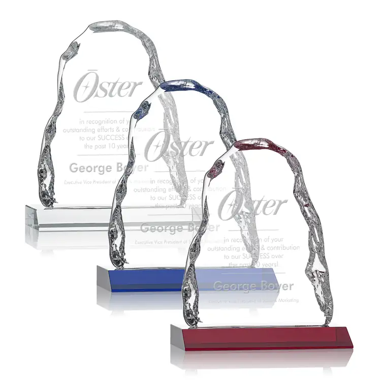 Carling Optical Crystal Award - Iceberg on Beveled Crystal Base - Deep Etch