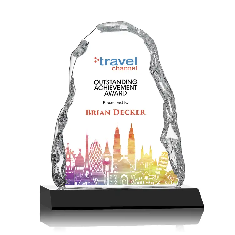 Trophée Carling en cristal optique - Iceberg sur socle en cristal biseauté - Multicolore #3