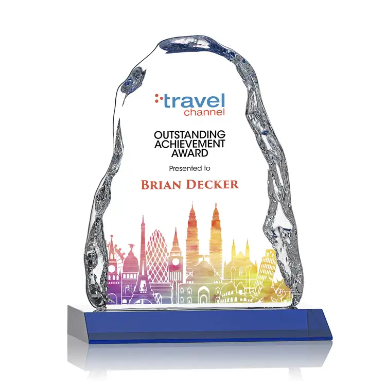 Trophée Carling en cristal optique - Iceberg sur socle en cristal biseauté - Multicolore #4