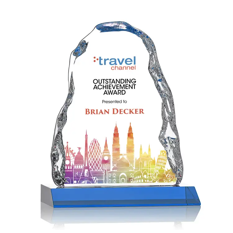 Trophée Carling en cristal optique - Iceberg sur socle en cristal biseauté - Multicolore #6