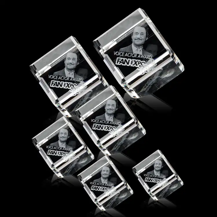 Carlton Optical Crystal Award - Clipped Cube - 3D Engraving