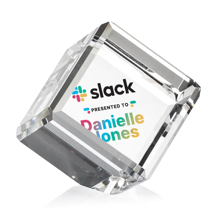 Carlton Optical Crystal Award - Clipped Cube - Multicolor #2