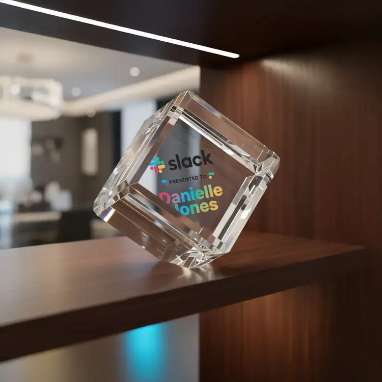 Carlton Optical Crystal Award - Clipped Cube - Multicolor #3