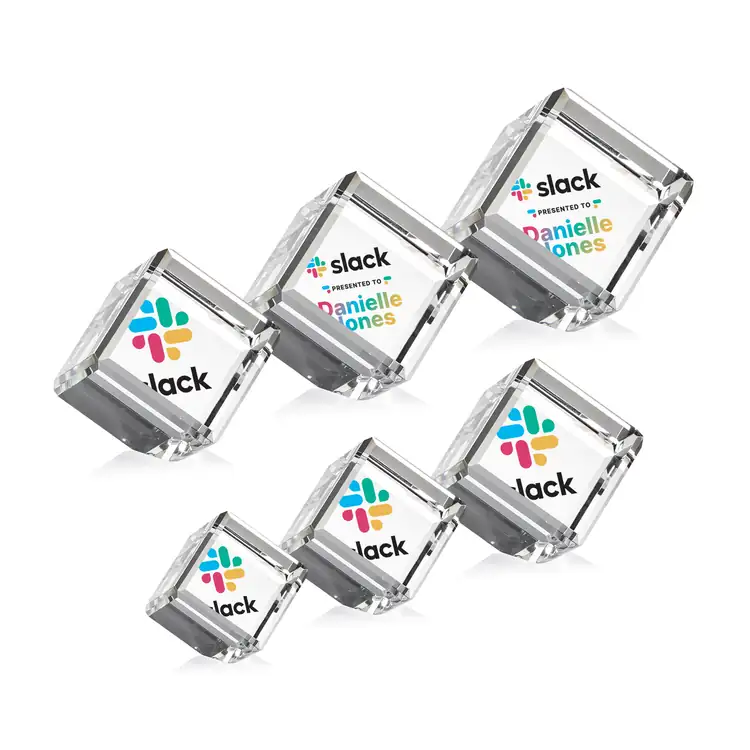Carlton Optical Crystal Award - Clipped Cube - Multicolor