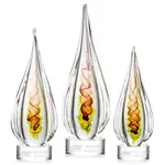 Trophée Carterra en verre d’art sur socle Marvel transparent - Gravure