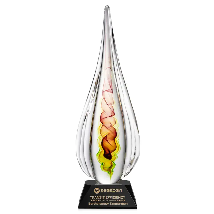 Carterra Art Glass Award on Sheffield Base - Black or Green - Laser Engraving #2