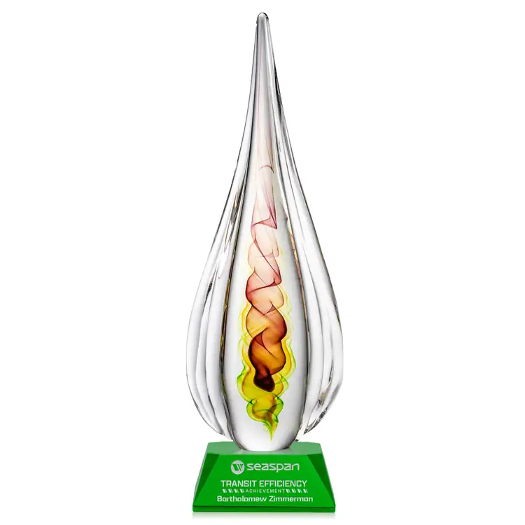 Carterra Art Glass Award on Sheffield Base - Black or Green - Laser Engraving #3