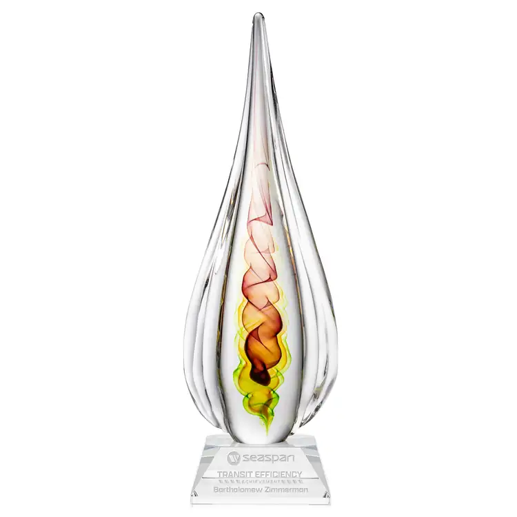 Carterra Art Glass Award on Sheffield Base - Clear - Deep Etch #2